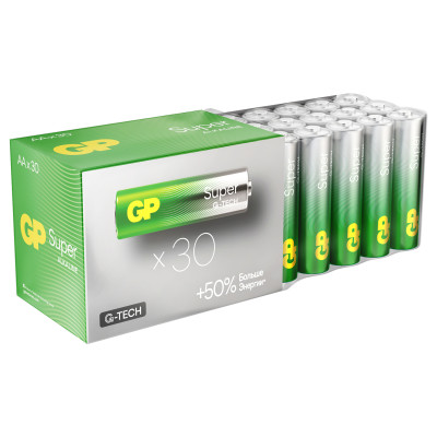 Батарейка GP Super G-Tech AA (LR6) 15A алкалиновая, SB30, 30 штук, 374885