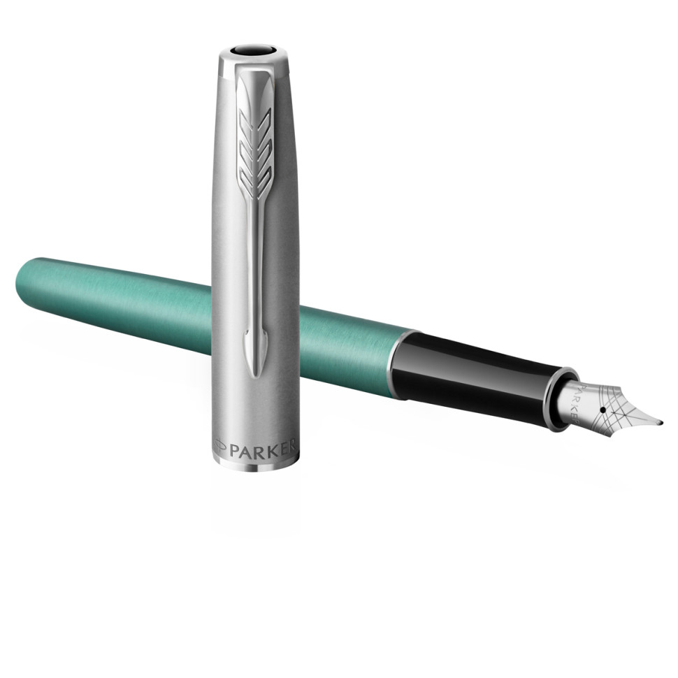 Ручка перьевая Parker "Sonnet Sand Blasted Metal&Green Lacquer" черная, 0,8мм, подарочная упаковка, 359510