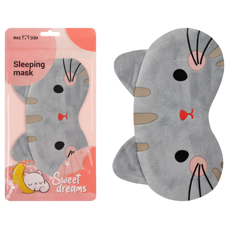 Маска для сна MESHU "Gray kitten", пакет zip-lock, европодвес, 368929