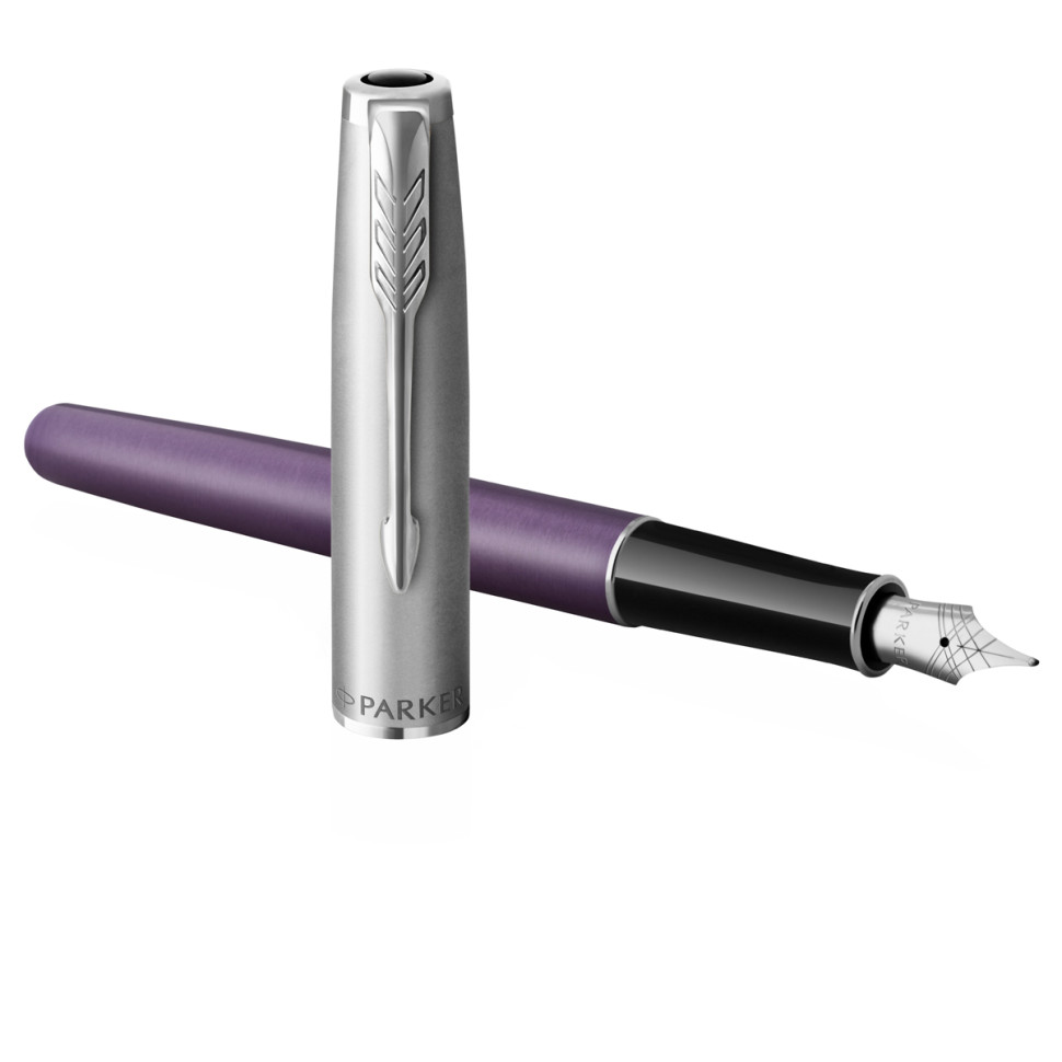 Ручка перьевая Parker "Sonnet Sand Blasted Metal&Violet Lacquer" черная, 0,8мм, подарочная упаковка, 359513