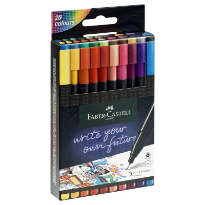 Набор капиллярных ручек Faber-Castell "Grip Finepen" 20цв., 0,4мм, трехгран., пласт. уп., европодвес, 290336