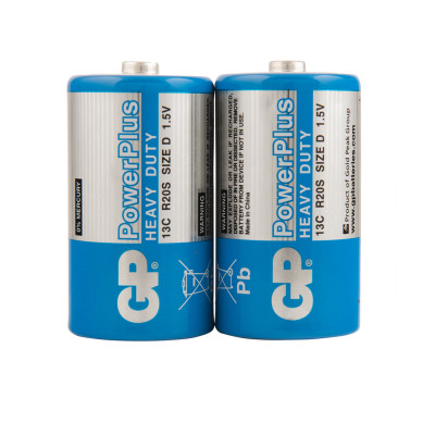 Батарейка GP PowerPlus D (R20) 13G солевая, OS2, 6 штук, 288125