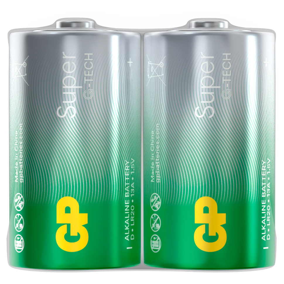 Батарейка GP Super G-Tech D (LR20) 13A алкалиновая, OS2, 2 штук, 374892
