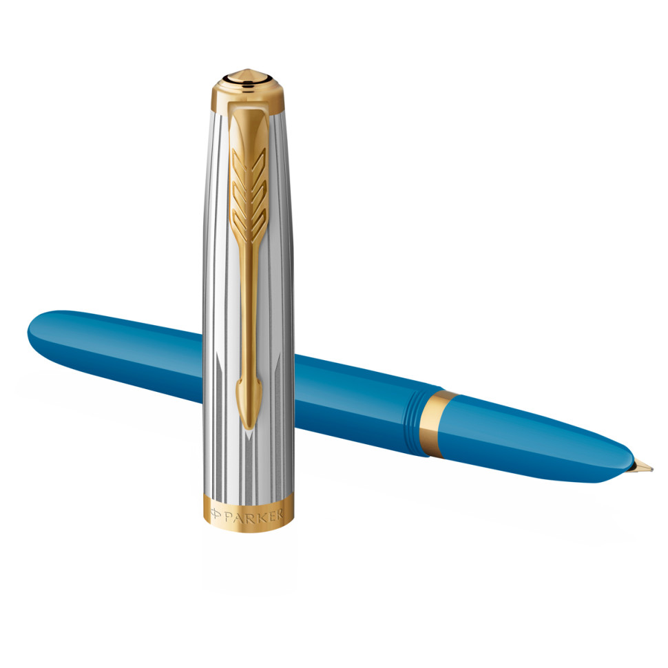 Ручка перьевая Parker "51 Turquoise GT" темно-синяя, 0,8мм, подарочная упаковка, 359518