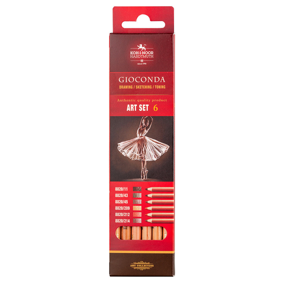 Пастельные карандаши Koh-I-Noor "Gioconda Soft 8826 Brown Line ", 6цв., картон. упак., европодвес, 366930