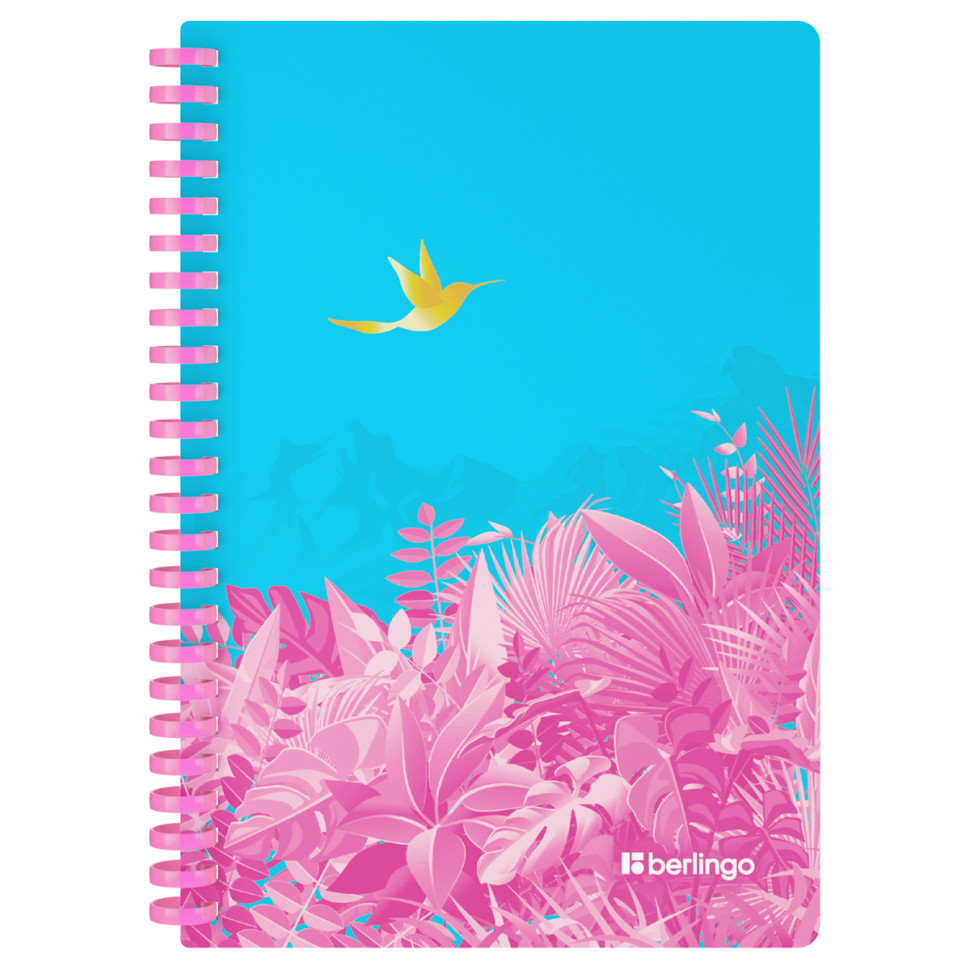 Бизнес-тетрадь A5, 80л., Berlingo "Flower Art", клетка, на силиконовом гребне, 80г/м2, пластик обложка 700мкм, 369312