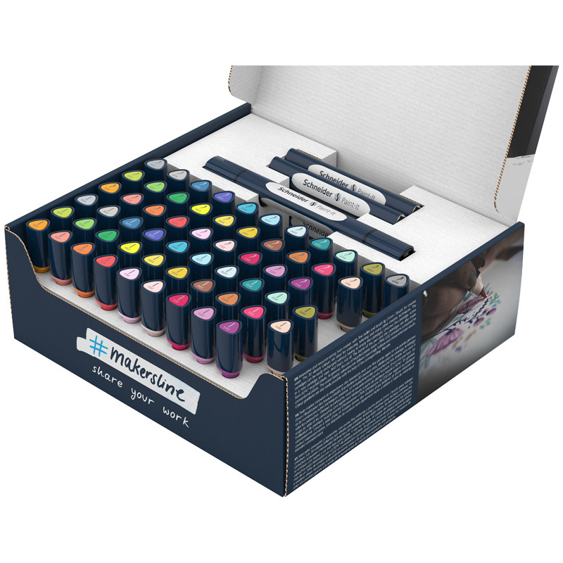 Набор двухсторонних маркеров-кистей Schneider "Twinmarker Paint-It" 72 предмета, на водной основе, кисть/пулевидный, 348441