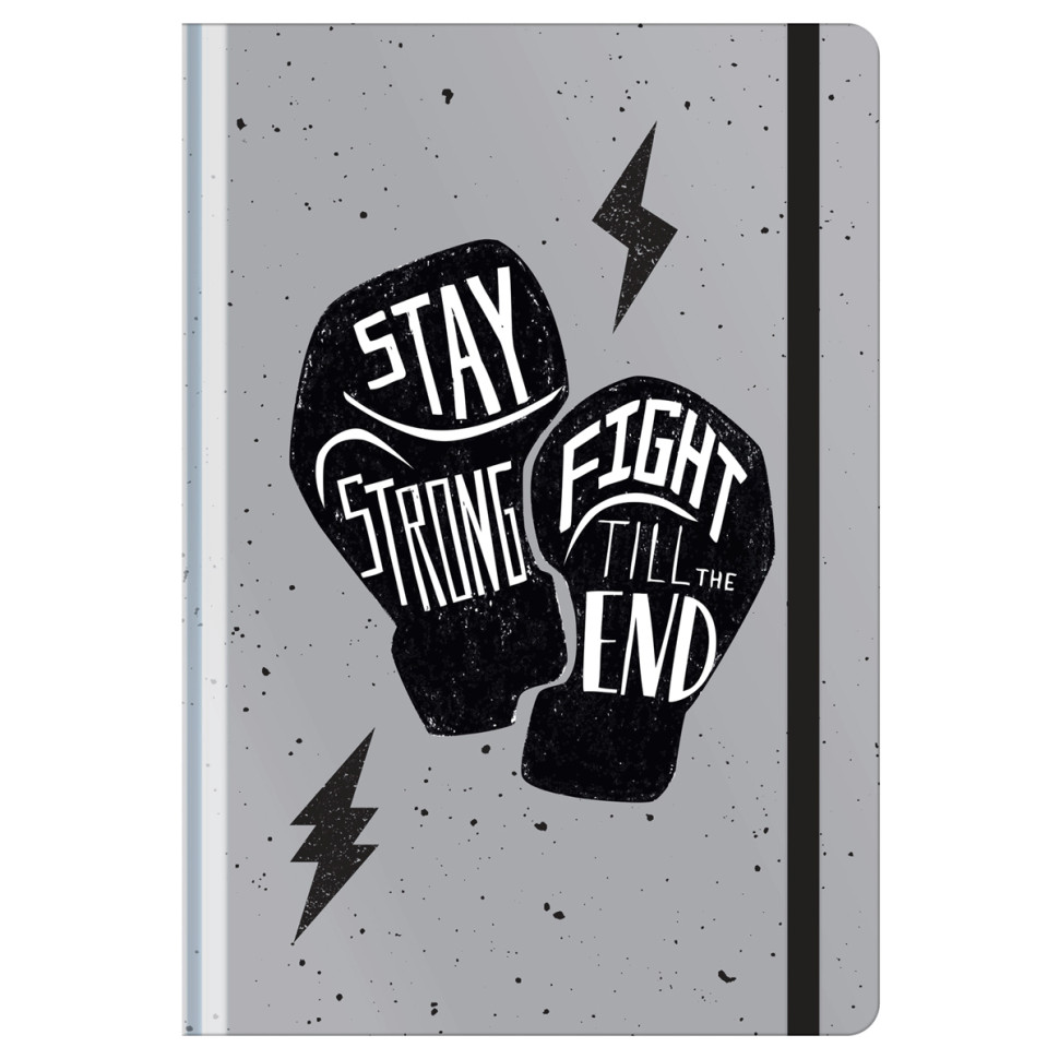 Ежедневник недатированный А5, 128л., 7БЦ "Stay strong", матовая ламинация, на резинке, 358423