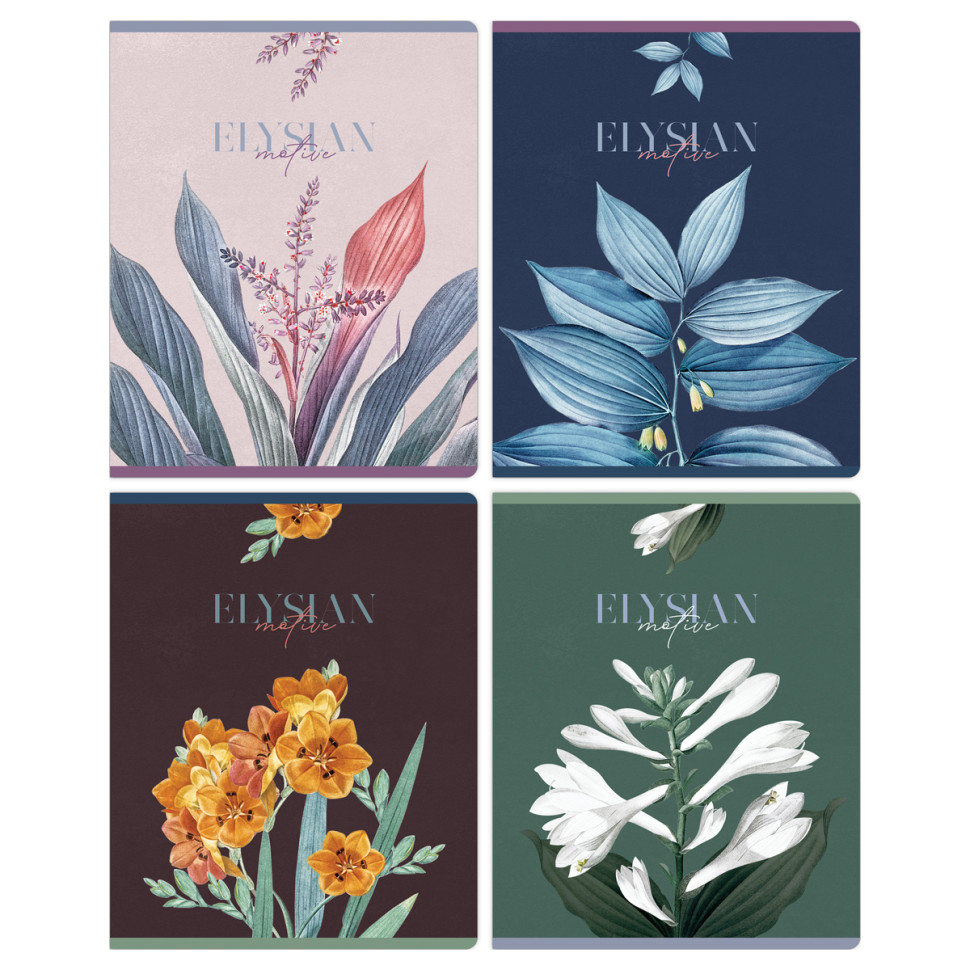 Тетрадь 48л., А5, клетка Greenwich Line "Wild flowers", "софт-тач" ламинация, выб. лак, 70г/м2, 8 штук,  350344