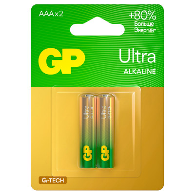 Батарейка GP Ultra G-Tech AAA (LR03) 24AU алкалиновая, BC2, 10 штук, 374898