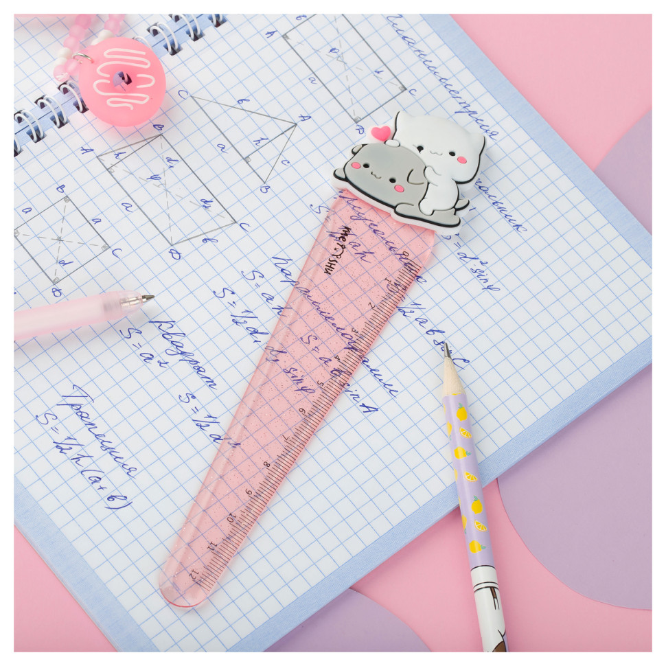 Линейка с топпером 12см MESHU "Cute kittens", пластиковая, европодвес, 370039