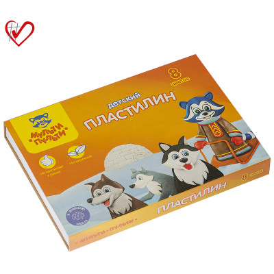 Пластилин Мульти-Пульти "Енот на Аляске", 08 цветов, 120г, со стеком, картон, 236487