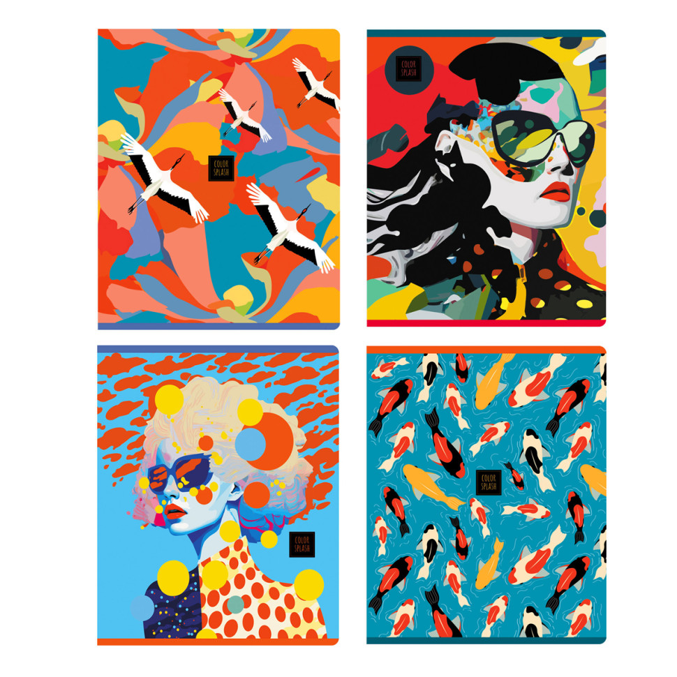 Тетрадь 80л., А5, клетка BG "Color splash", эконом, 12 штук, 350650