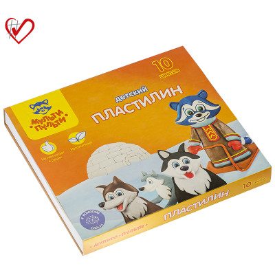 Пластилин Мульти-Пульти "Енот на Аляске", 10 цветов, 150г, со стеком, картон, 236488
