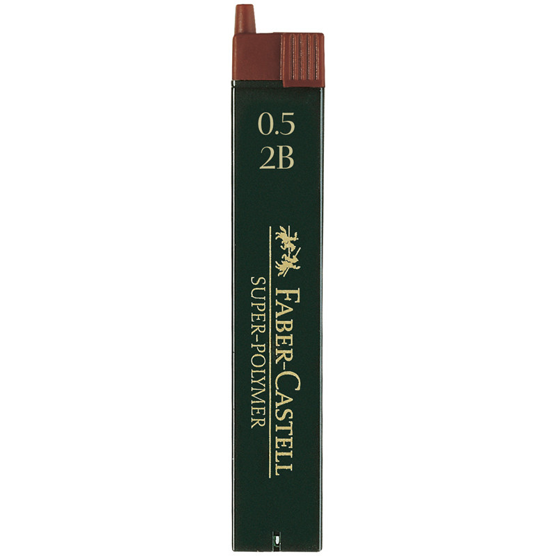 Грифели для механических карандашей Faber-Castell "Super-Polymer", 12шт., 0,5мм, 2B, 286011