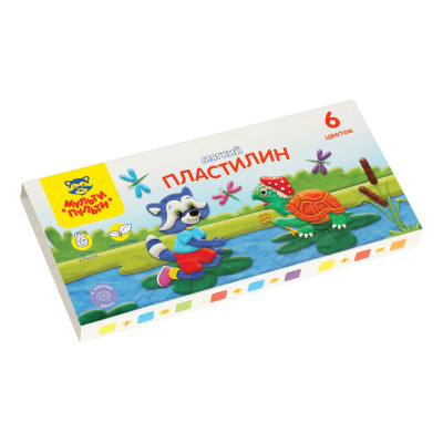 Пластилин Мульти-Пульти "Енот в сказке", 06 цветов, 72г, со стеком, картон, 328892