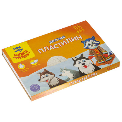 Пластилин Мульти-Пульти "Енот на Аляске", 16 цветов, 240г, со стеком, картон, 236490