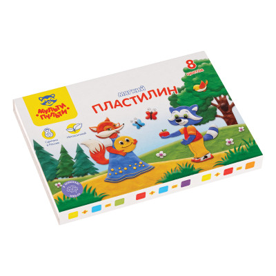 Пластилин Мульти-Пульти "Енот в сказке", 08 цветов, 96г, со стеком, картон, 328893
