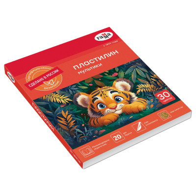 Пластилин Гамма "Мультики", 30 цветов, 600г, со стеком, картон. упаковка, 383262