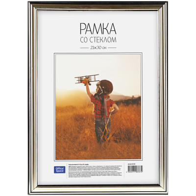 Рамка пластиковая 21*30см, OfficeSpace, №2, серебро, 222160
