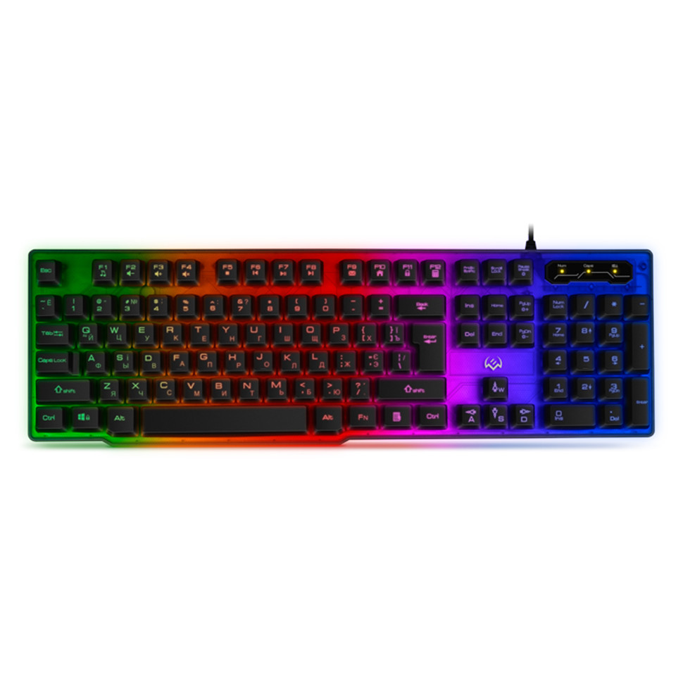 Клавиатура Sven KB-G8500, USB, прозрачный корпус, подсветка, черный, 353261