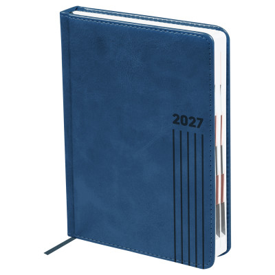 Ежедневник датированный 2027г., А5, 176л., твердый переплет, BG "Vesper Index. Blue", синий, блок с индексной вырубкой, 390288