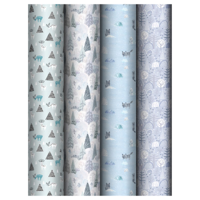 Упаковочная бумага глянц. 70*100см, MESHU "Winter mood", 80г/м2, ассорти 4 дизайна, 383277