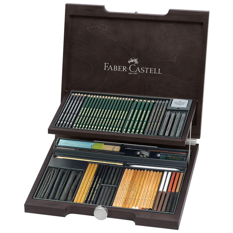 Набор художественных изделий Faber-Castell "Pitt Monochrome", 85 предметов, дерев. коробка, 290019