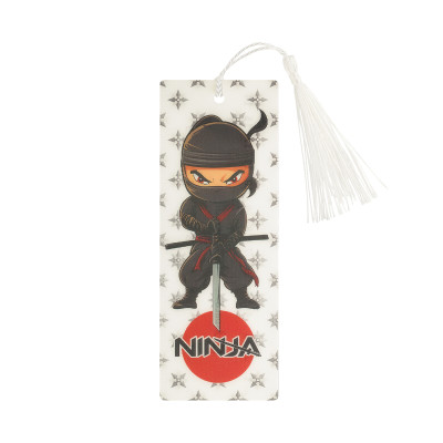 Закладка для книг 3D с линейкой, 150*55мм, ArtSpace "Ninja", декоративный шнурок, 20 штук, 370562