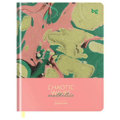 Дневник 1-11 кл. 48л. (твердый) BG "Chaotic waves. Pink", иск. кожа, комбинирование материалов, тиснение фольгой, печать, ляссе, 366481