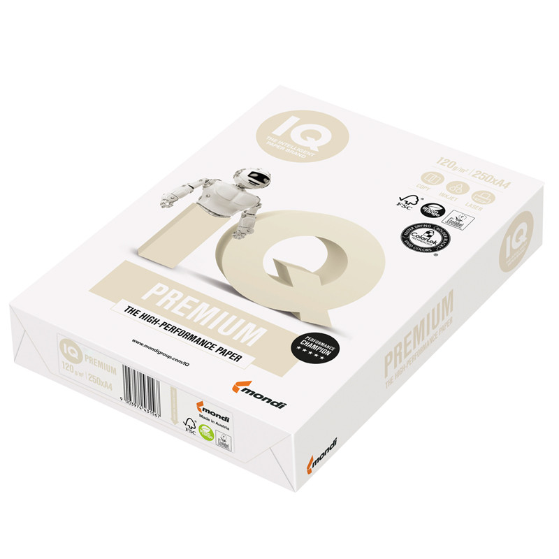 Бумага IQ "Premium" А4, 120г/м2, 250л., 172%, 298715