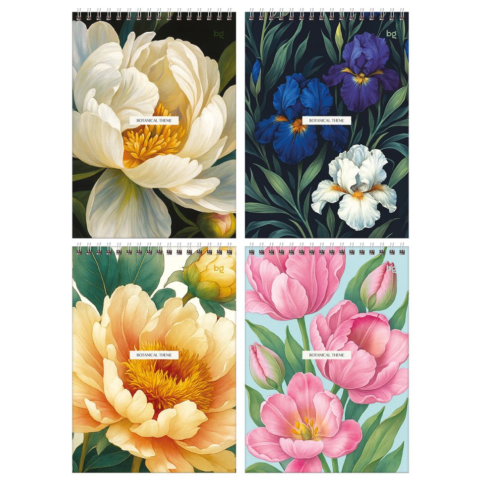Блокнот А5 60л. на гребне BG "Botanical theme", 16 штук, 385091
