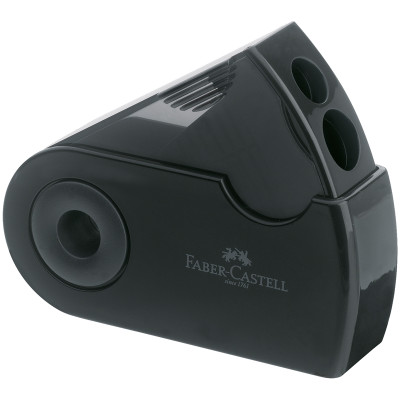 Точилка пластиковая Faber-Castell "Sleeve" 2 отверстия, контейнер, черная, 286087