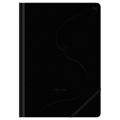 Записная книжка А4, 80л., BG "Тонкая грань", кожзам, фактурное тиснение, с резинкой, черный, 388536