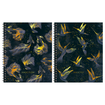 Тетрадь 120л., А5, клетка на гребне BG "Magic flow", глянцевая ламинация, тиснение фольгой, твердая обложка, 4 штук, 384049