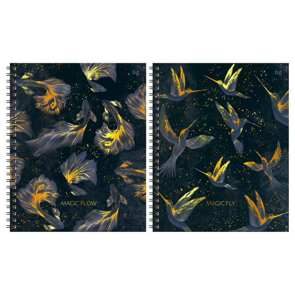 Тетрадь 120л., А5, клетка на гребне BG "Magic flow", глянцевая ламинация, тиснение фольгой, твердая обложка, 4 штук, 384049