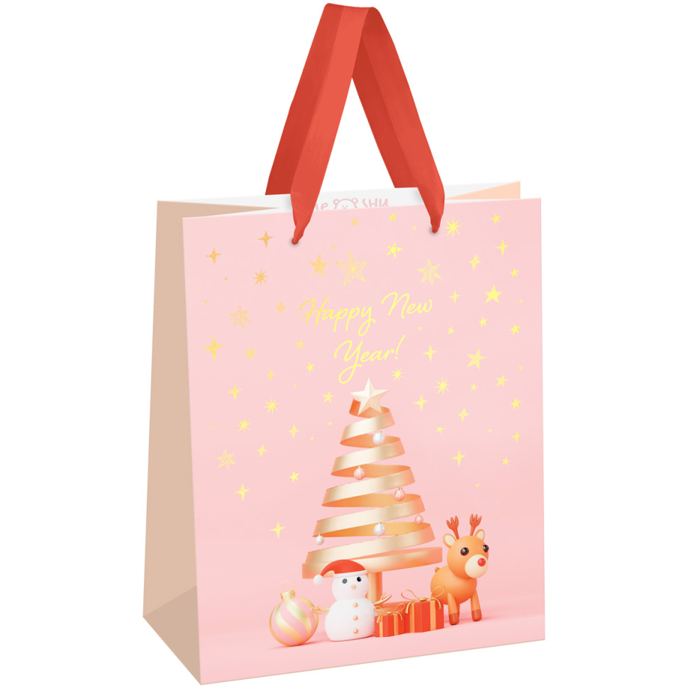 Пакет подарочный 18*23*10см MESHU "Christmas tale", фольга,  матовая ламинация, 371104