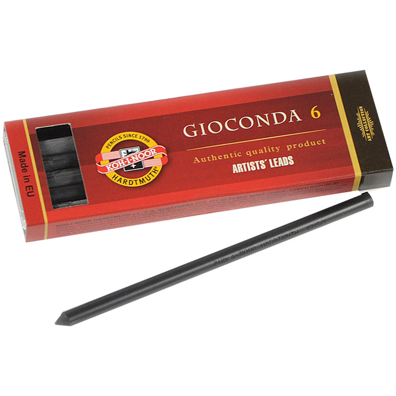 Грифели для цанговых карандашей Koh-I-Noor "Gioconda", 6B, 5,6мм, 6шт., круглый, пластиковый короб, 298328
