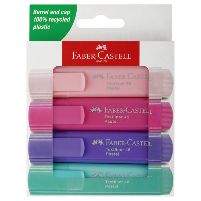 Набор текстовыделителей Faber-Castell "46 Pastel" 4 пастельных цв., 1-5мм, картон. уп., 382760