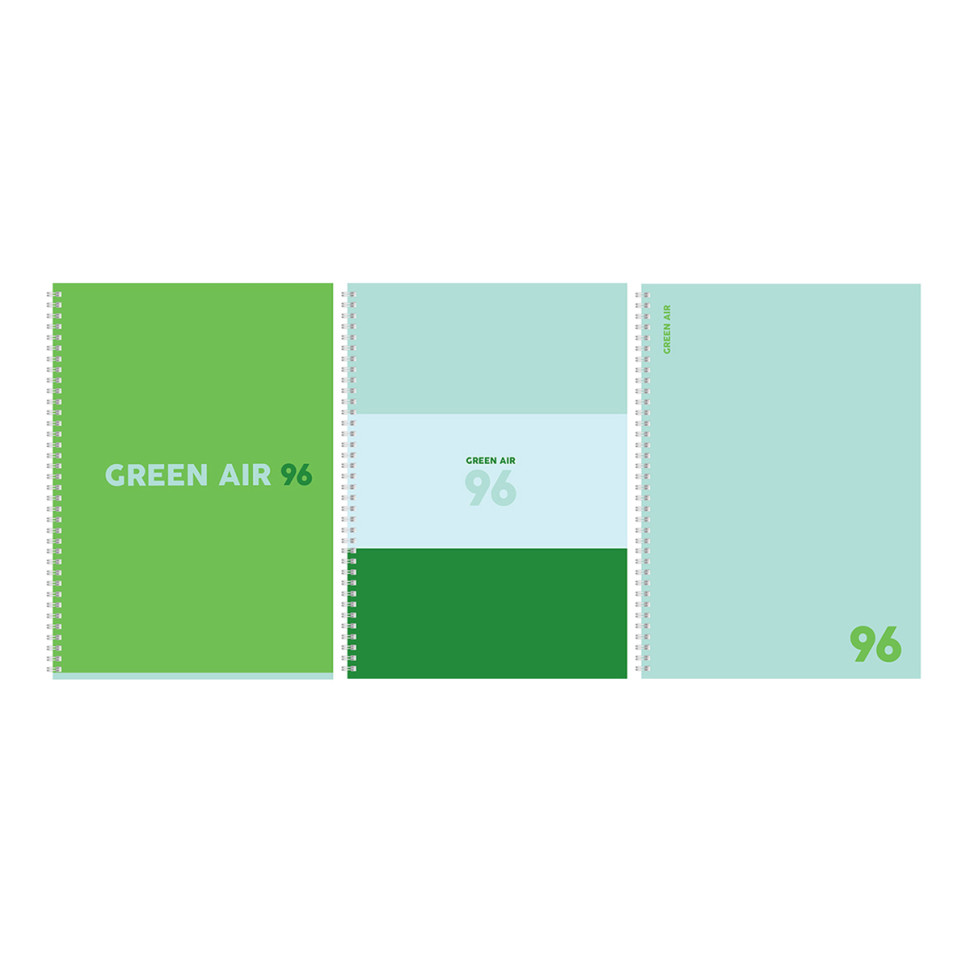 Тетрадь 96л., А4, клетка, на гребне BG "Green air", матовая ламинация, 3 штук, 341684
