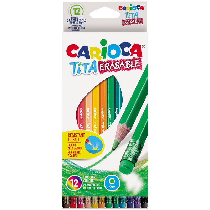 Карандаши цветные пластиковые стираемые Carioca "Tita Erasable", 12цв., заточен., картон, европодвес, 262581 Карандаши цветные пластиковые стираемые Carioca "Tita Erasable", 12цв., заточен., картон, европодвес, 262581