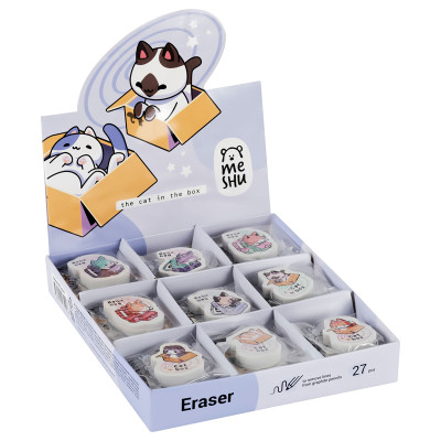 Ластик MESHU "Meow-bag", фигурный, термопластичная резина, 40*30*13мм, 27 штук, 339293