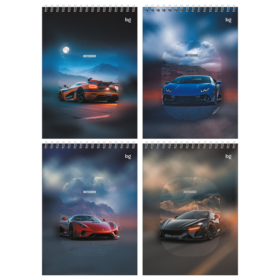 Блокнот А5 60л. на гребне BG "Sportcar", 16 штук, 385089