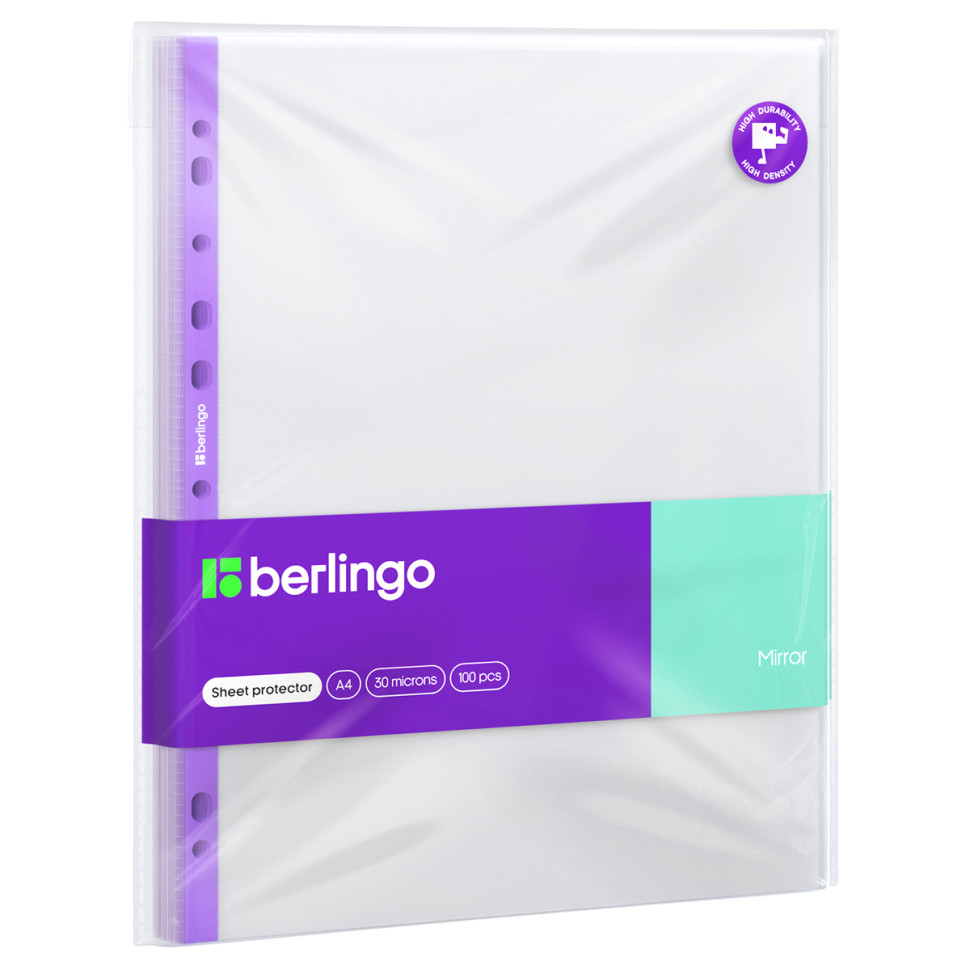 Папка-вкладыш с перфорацией Berlingo "Mirror", А4, 30мкм, глянцевая, 200 штук, 369454
