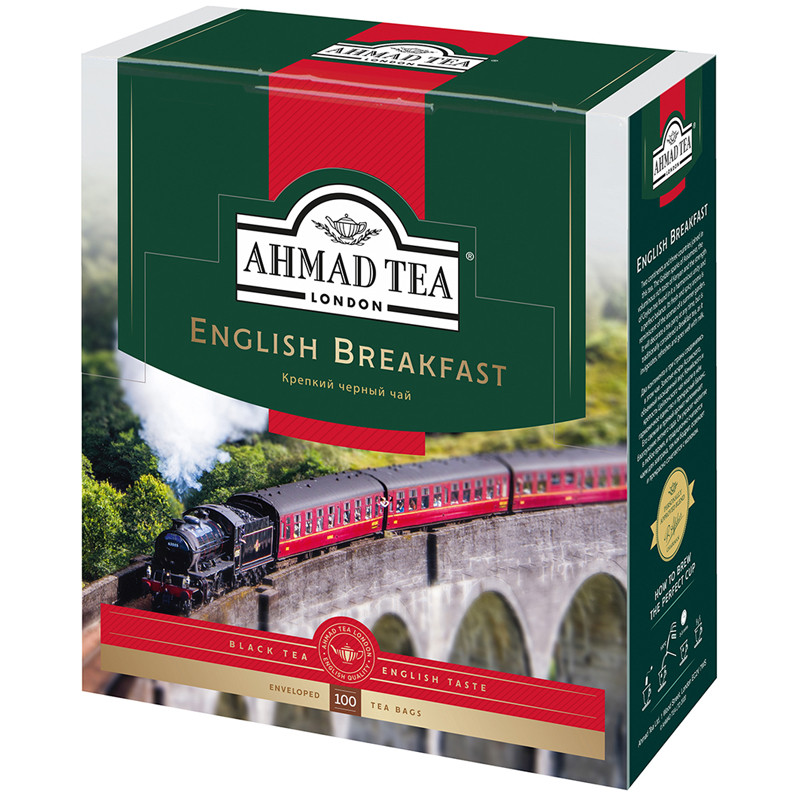 Чай Ahmad Tea "Английский завтрак", черный, 100 фольг. пакетиков по 2г, 238678