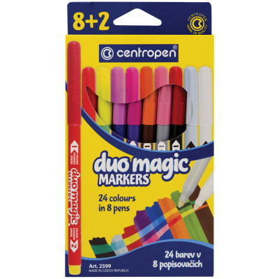 Фломастеры меняющие цвет Centropen "Duo Magic", 08цв.+2, 10шт., 24цв., картон, европодвес, 262149