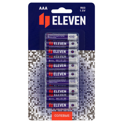 Батарейка Eleven AAA (R03) солевая, BC10, 80 штук, 376037