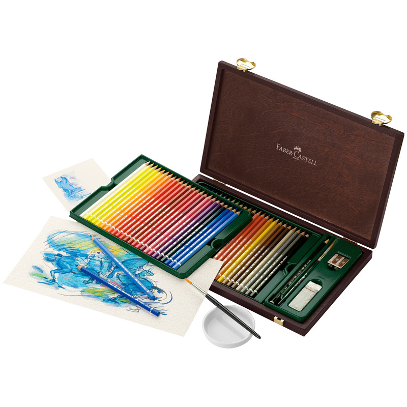 Карандаши акварельные художественные Faber-Castell "Albrecht D?rer", 48шт. + аксессуары, дерев. коробка, 285900