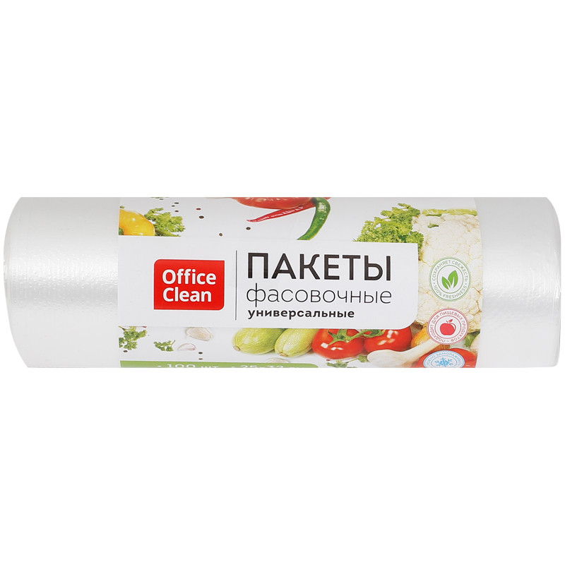 Пакеты фасовочные OfficeClean ПНД, 25*32см, 6мкм, рулон 100шт., 268814