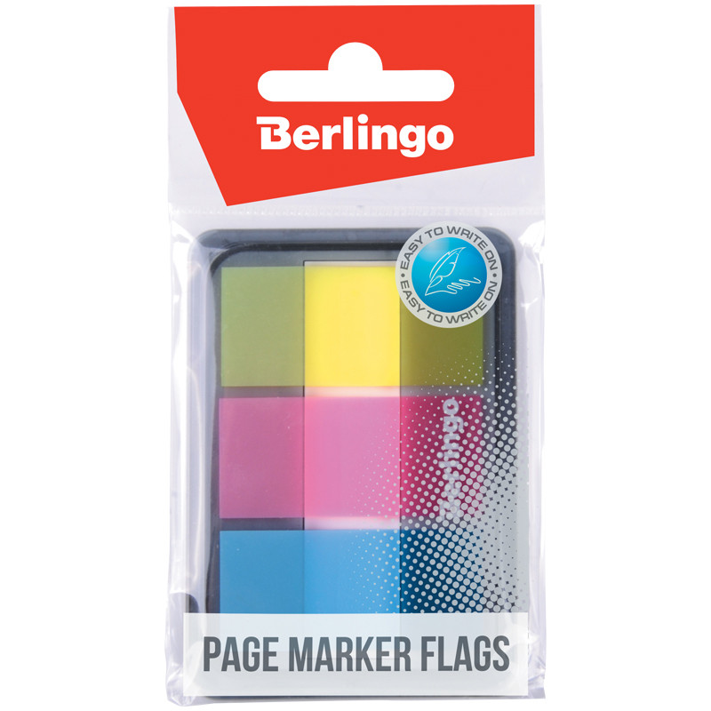 Флажки-закладки Berlingo, 45*20мм, 20л*3 неоновых цвета, в диспенсере, 155292
